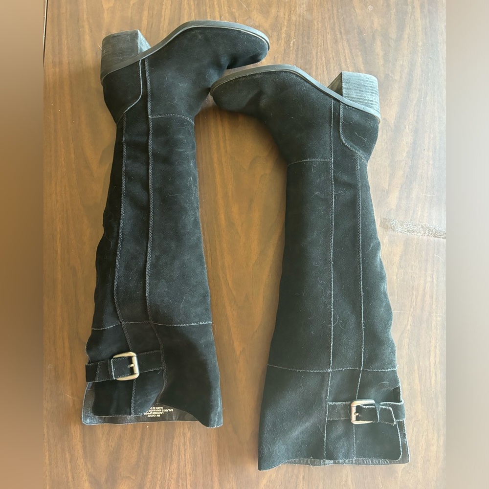 Crown vintage Cathy black suede over knee boots 8